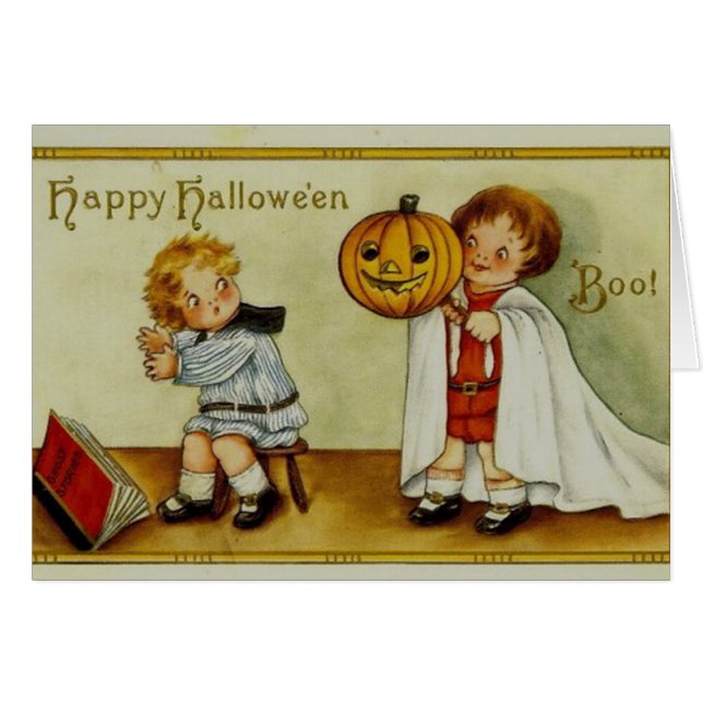 Vintage Halloween Greeting Card (Front Horizontal)