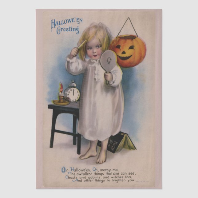 Vintage Halloween Greeting Card Decoupage Tissue Paper (Front)