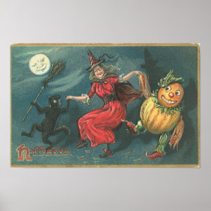 Vintage Halloween Greeting Cards Classic Posters