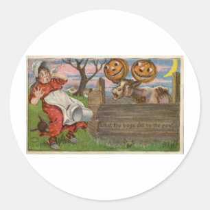 Vintage Halloween Greeting Cards Classic Posters Round Sticker