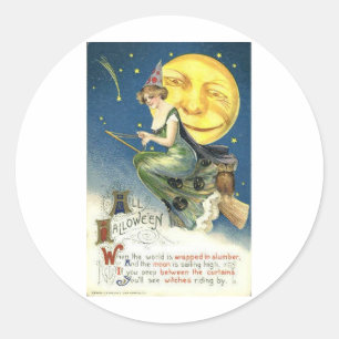 Vintage Halloween Greeting Cards Classic Posters Round Sticker