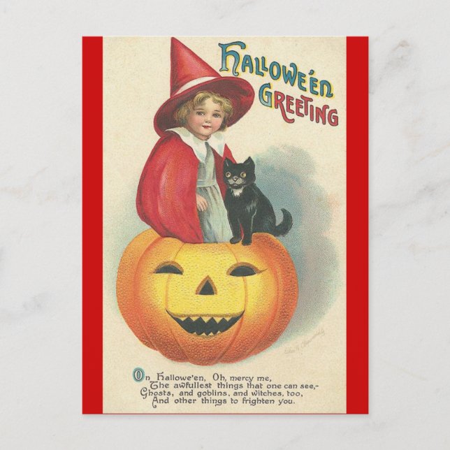 Vintage Halloween Greeting Postcard (Front)