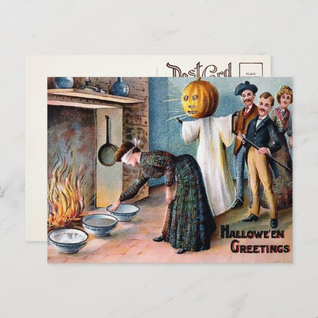 Vintage Halloween Greeting Postcard (Front/Back)