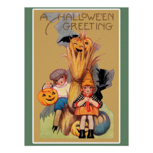 Vintage Halloween Greeting Poster