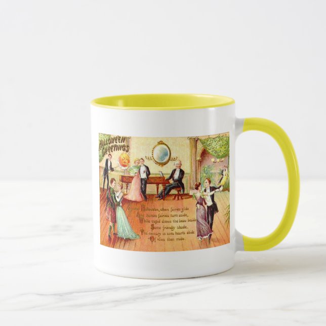 Vintage Halloween Greetings Dancing Mug (Right)