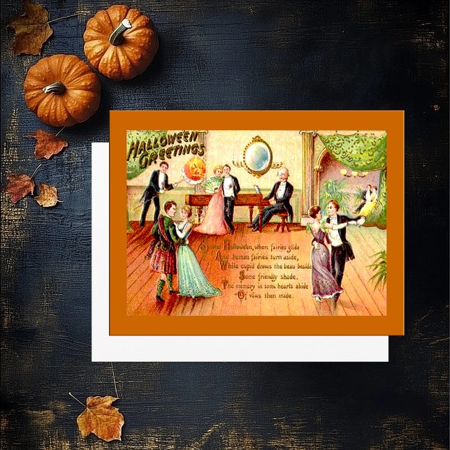 Vintage Halloween Greetings Dancing Postcard (Vintage Halloween Greetings Dancing Postcard)