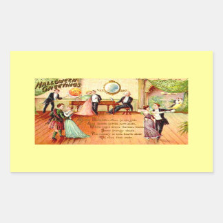 Vintage Halloween Greetings Dancing Rectangular Sticker