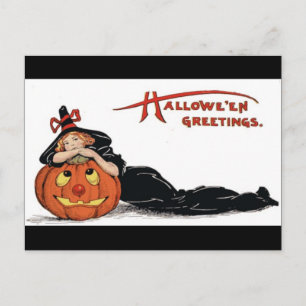 Vintage Halloween Greetings Postcard