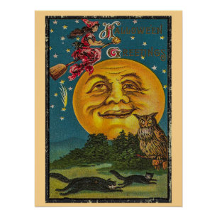 Vintage Halloween Greetings Poster