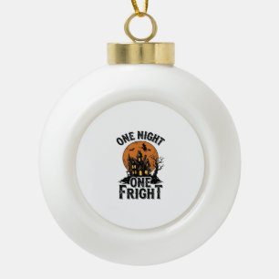 Vintage Halloween Haunt Witch Moon Graphic_1 Ceramic Ball Christmas Ornament