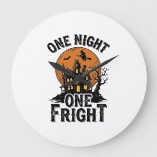 Vintage Halloween Haunt Witch Moon Graphic_1 Large Clock