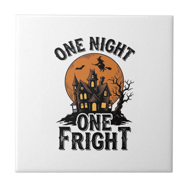 Vintage Halloween Haunt Witch Moon Graphic_1 Tile (Front)