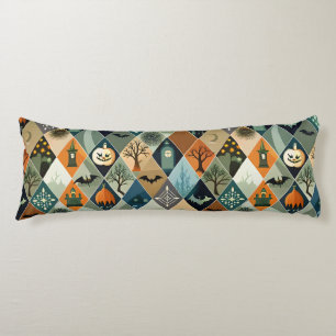 Vintage Halloween Haunted House Diamond Pattern Body Cushion