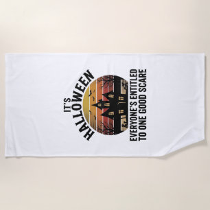 Vintage Halloween Haunted House Good Scare Shirt_1 Beach Towel