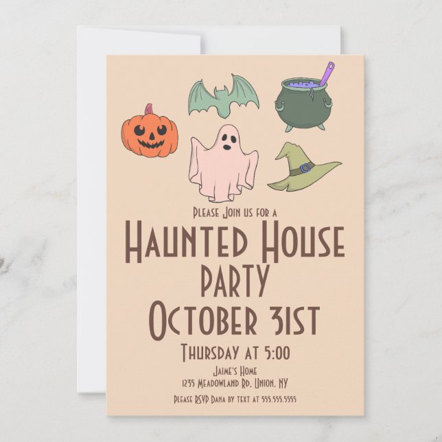 Vintage Halloween Haunted House Hand  Invitation (Front)