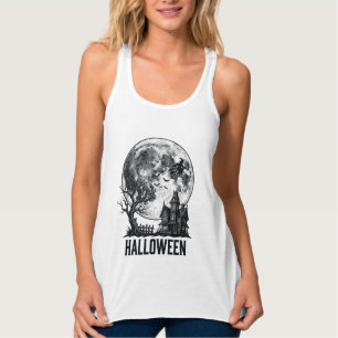 Vintage Halloween Haunted House Moon Shirt Design_