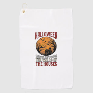 Vintage Halloween Haunted House Moon Shirt Design_ Golf Towel