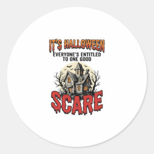 Vintage Halloween Haunted House Scare Shirt Design Classic Round Sticker