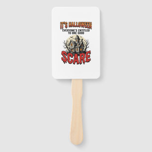 Vintage Halloween Haunted House Scare Shirt Design Hand Fan