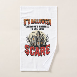 Vintage Halloween Haunted House Scare Shirt Design Hand Towel