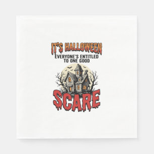 Vintage Halloween Haunted House Scare Shirt Design Napkin