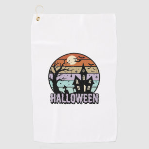 Vintage Halloween Haunted House Shirt Design_1 Golf Towel