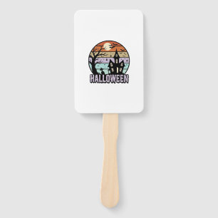 Vintage Halloween Haunted House Shirt Design_1 Hand Fan