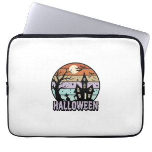 Vintage Halloween Haunted House Shirt Design_1 Laptop Sleeve
