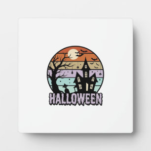 Vintage Halloween Haunted House Shirt Design_1 Plaque