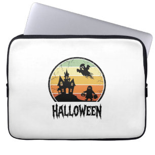 Vintage Halloween Haunted House Sunset Shirt Desig Laptop Sleeve