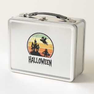 Vintage Halloween Haunted House Sunset Shirt Desig Metal Lunch Box