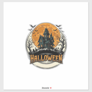 Vintage Halloween Haunted House Vector Design_1
