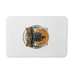 Vintage Halloween Haunted House Vector Design_1 Bath Mat
