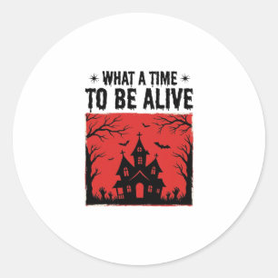 Vintage Halloween Haunted House What A Time Shirt Classic Round Sticker