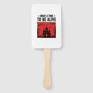 Vintage Halloween Haunted House What A Time Shirt Hand Fan