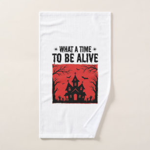 Vintage Halloween Haunted House What A Time Shirt Hand Towel