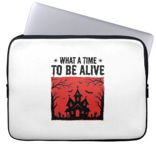 Vintage Halloween Haunted House What A Time Shirt Laptop Sleeve