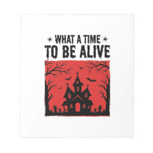 Vintage Halloween Haunted House What A Time Shirt Notepad
