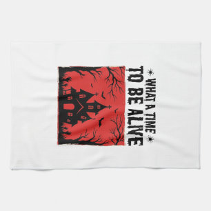 Vintage Halloween Haunted House What A Time Shirt  Tea Towel