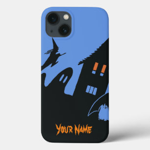 Vintage Halloween Haunted House Witch Ghost Bat iPhone 13 Case