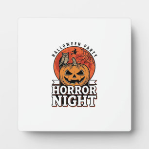 Vintage Halloween Horror Night Pumpkin Shirt Desig Plaque