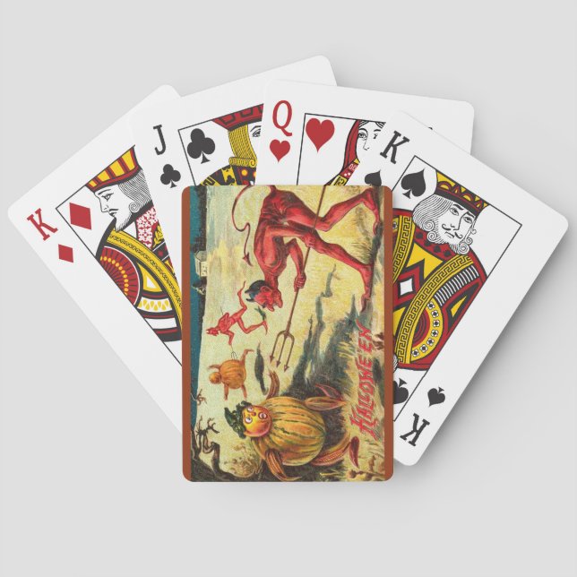 Vintage Halloween Interesting Devil Goblins Playing Cards (Back)