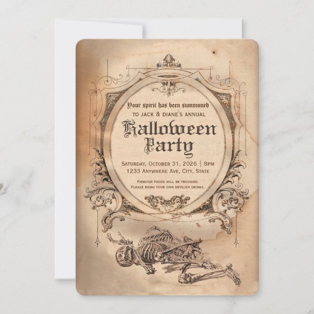 Vintage Halloween Invitation Victorian Gothic (Front)