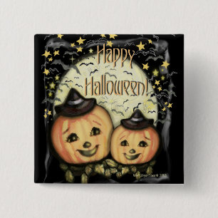 Vintage Halloween Jack-o-lantern Button