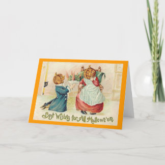 Vintage Halloween Jack o'Lantern Couple Card