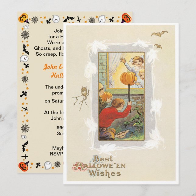 Vintage Halloween Jokes Halloween Invitation (Front/Back)