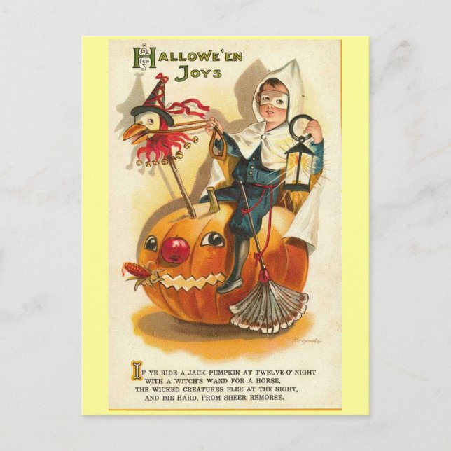 Vintage Halloween Joys Postcard (Front)
