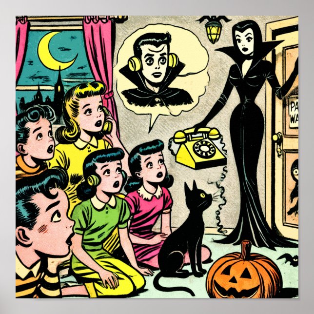 Vintage Halloween Kids Comics Poster (Front)