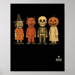 Vintage Halloween Kids In Clic Costumes  Poster