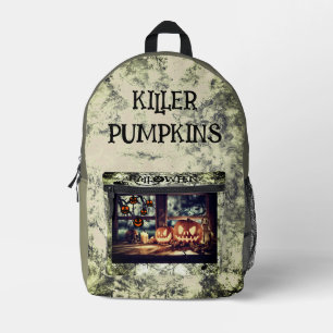 Vintage,Halloween. Killer Pumpkins Printed Backpa Backpack
